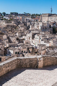 Townscape against clear sky