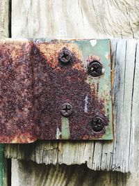 Close-up of old rusty metal door