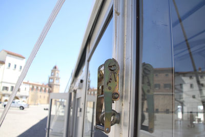Close-up of buildings against clear sky
