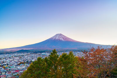 Scenic view of mountains against clear sky