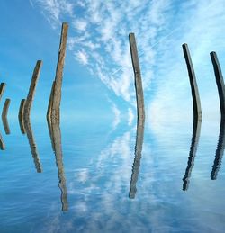 Panoramic view of water against blue sky