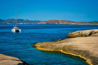 Scenic view of sea against clear sky