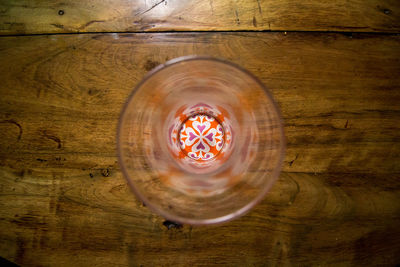 Directly above shot of empty glass on table