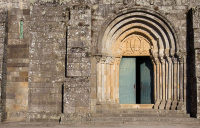 Open door to medieval church
