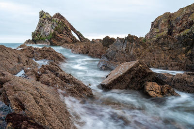 Scenic view of rocks in river against sky