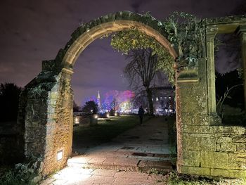Old building against sky at night
