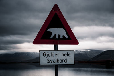 Beware of polar bears, a common traffic sign found in longyearbyen, svalbard.