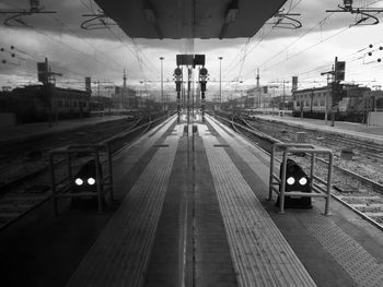 Empty railroad station platform