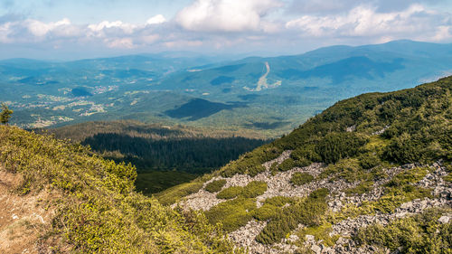 A panoramic view to beskid zywiecki mountain range, poland