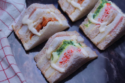 High angle view of breakfast on plate