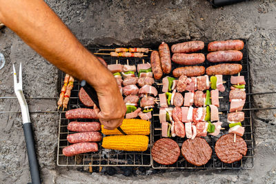 High angle view of food for sale