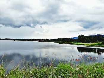 Scenic view of lake against sky