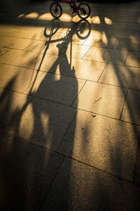 Low section of man riding bicycle on street