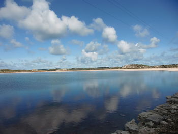 Scenic view of lake against sky