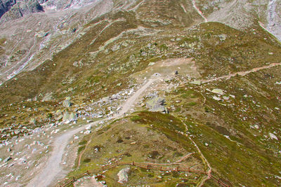 High angle view of road amidst land