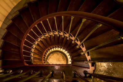 High angle view of spiral staircase