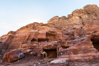 Low angle view of rock formations