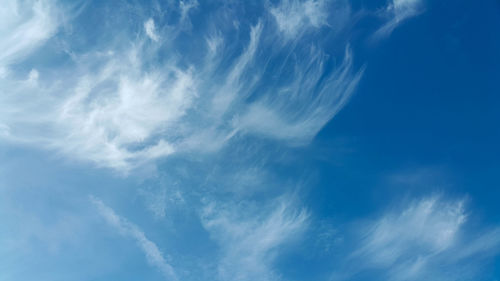 Low angle view of clouds in blue sky