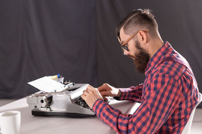 Man working on table