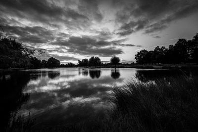 Scenic view of calm lake against sky