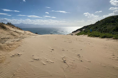 Scenic view of witsand at robberg nature reserve hiking trail in the morning
