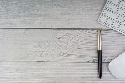 High angle view of pen on table