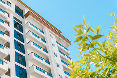 Modern facade of a residential apartment building in southern turkey.