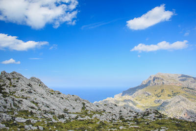 Scenic view of rocky mountains against sky