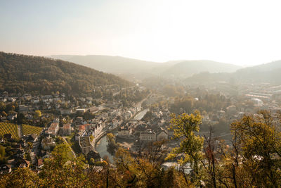 Aerial view of cityscape against sky