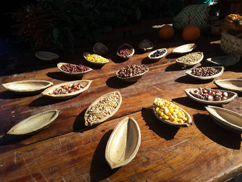 High angle view of fruits on table