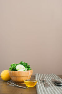 Close-up of fruits in bowl on table