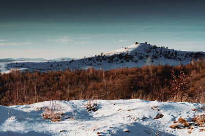 Clear winter sky mountain landscape panorama