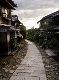 Footpath amidst buildings against sky