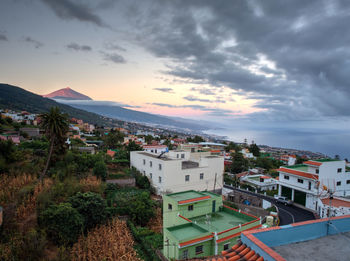 High angle view of townscape against sky