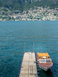 High angle view of boats in sea