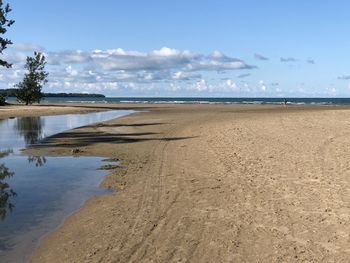 Scenic view of beach against sky