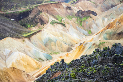 High angle view of rock formations