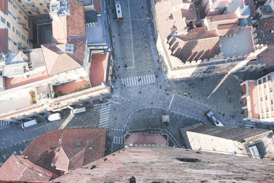 High angle view of construction site in city