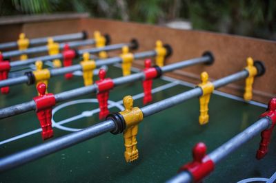 Close-up of foosball table