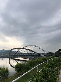 Bridge over river against sky