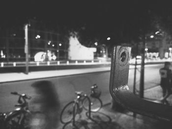 Close-up of bicycle on glass window