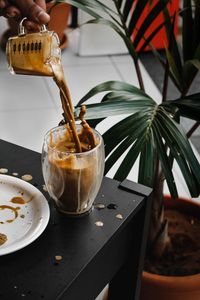 Close-up of coffee cup on table