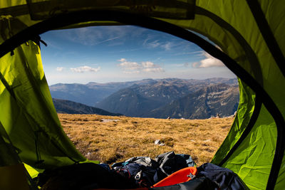 View from the tent to the rila mountain, - musala peak, 2925 m