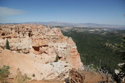 Rock formations on landscape against clear sky