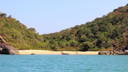 Scenic view of river against clear sky