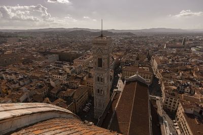 High angle view of buildings in city