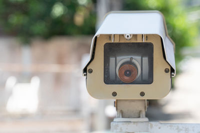 Close-up of coin-operated binoculars