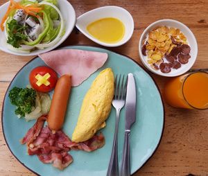 High angle view of food on table