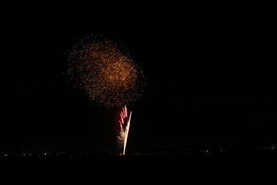 Firework display at night