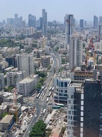 A wide view of a cityscape from above